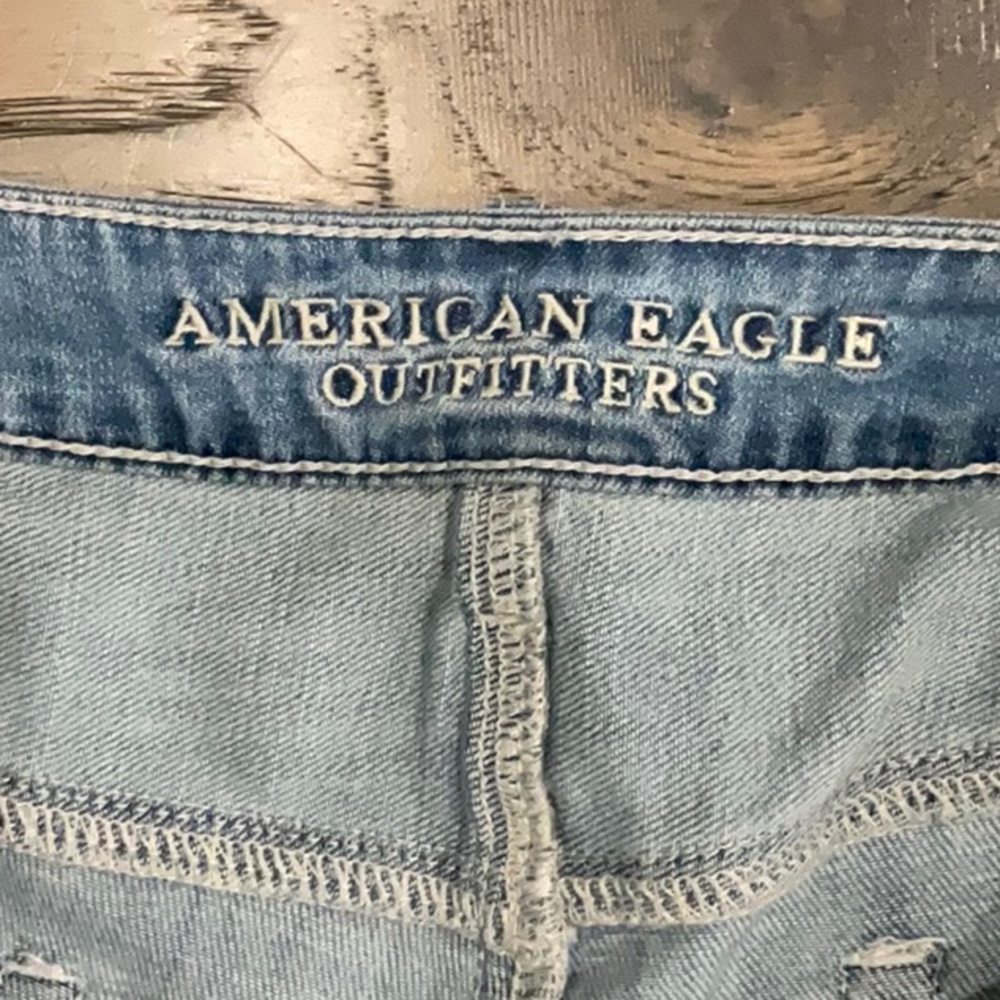 American Eagle Outfitters Light Blue Distressed Denim Shorts - Picture 3 of 5